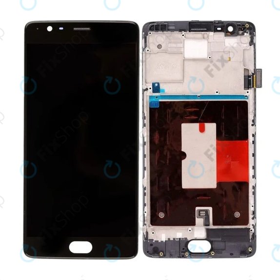 OnePlus 3, 3T - LCD zaslon + zaslon osjetljiv na dodir + okvir (Black) TFT