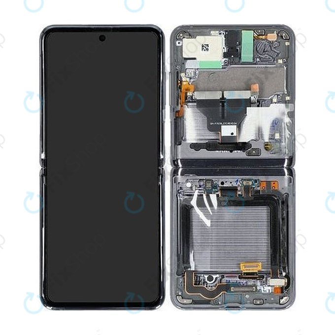 Samsung Galaxy Z Flip 5G F707B - LCD zaslon + zaslon osjetljiv na dodir + okvir (Mystic Gray) - GH82-23351A Originalni servisni paket