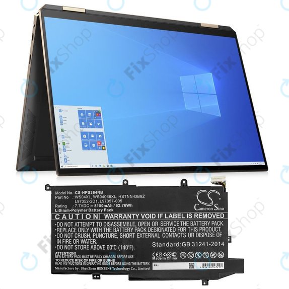 Baterija za HP Spectre X360 14-EA0002NI, X360 14-EA0002NX, 8150mAh, Li-Pol, 7.7V, WS04XL, HQ