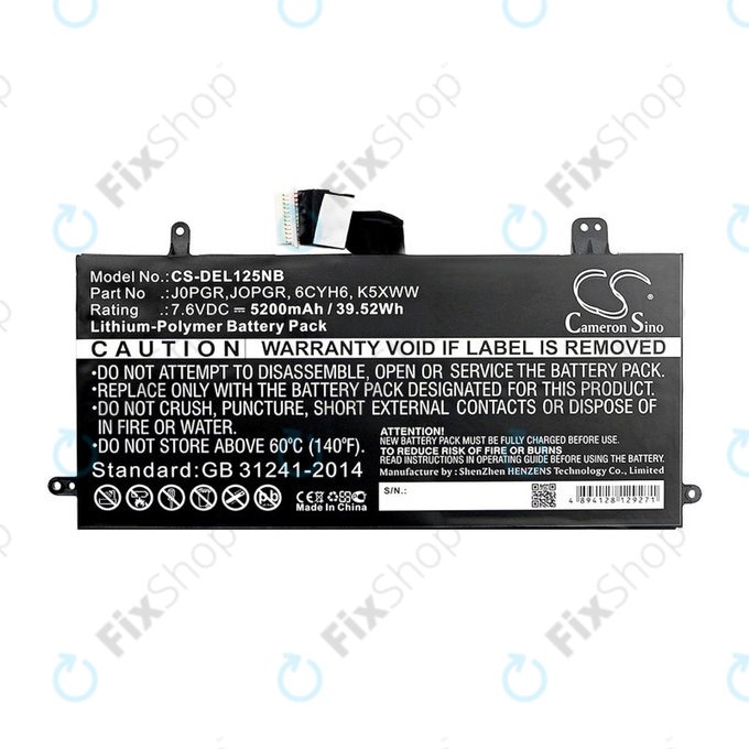 Baterija za Dell Latitude 5290, Latitude 12 5285, 5200mAh, Li-Pol, 7.6V, J0PGR, HQ