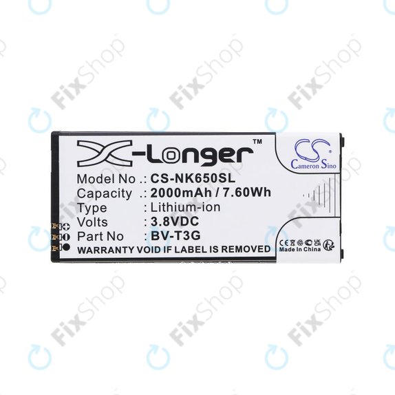 Baterija za Nokia Lumia 650, 2000mAh, Li-Ion, 3.8V, BV-T3G, HQ