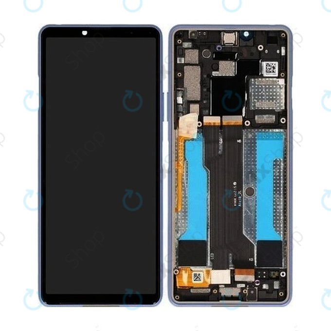 Sony Xperia 10 III - LCD zaslon + zaslon osjetljiv na dodir + okvir (plavi) - A5034094A Originalni servisni paket