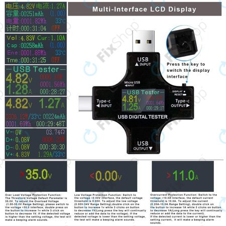 Eversame 2u1 - USB digitalni tester (s USB-C i USB 3.0)