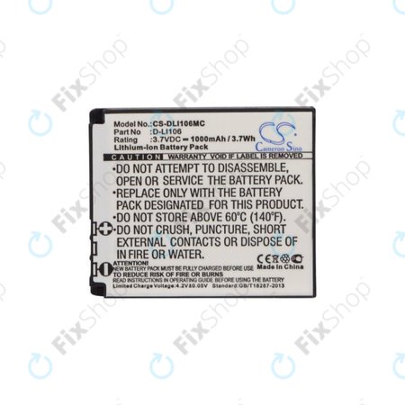 Baterija za Kodak PIXPRO SP1, Kodak PIXPRO SP1 HD, 1000mAh, Li-Ion, 3.7V, D-LI106, HQ