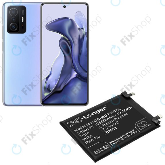 Baterija za  Xiaomi 11T Pro, 2500mAh, Li-Pol, 7.74 V, BM58, HQ