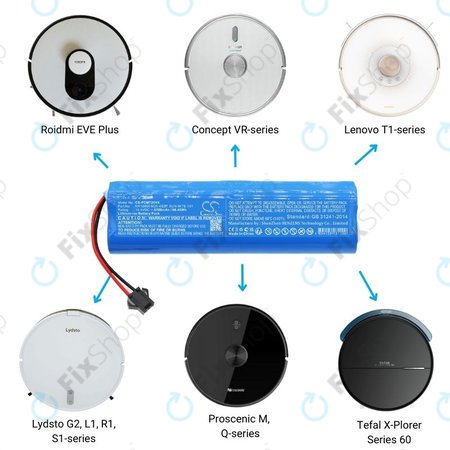 Xiaomi Roidmi EVE Plus, Viomi, Lydsto, Proscenic, Tefal - Baterija NR18650 M26-4S2P, SUN-INTE-181, H18650CH-4S2P Li-Ion 14.4V 6700mAh HQ
