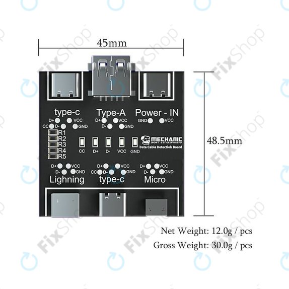 Mechanic DT3 - Tester podatkovnog kabela (Lightning, USB-C, microUSB)