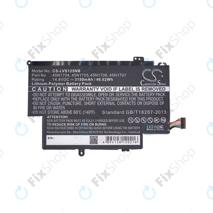 Baterija za Lenovo ThinkPad Yoga 12, Yoga S1, 3150mAh, Li-Pol, 14.8V, 45N1704, HQ