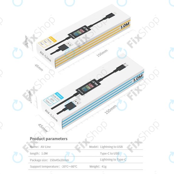 AV-Line - Kabel za punjenje s pametnim otkrivanjem (Lightning - USB-C)