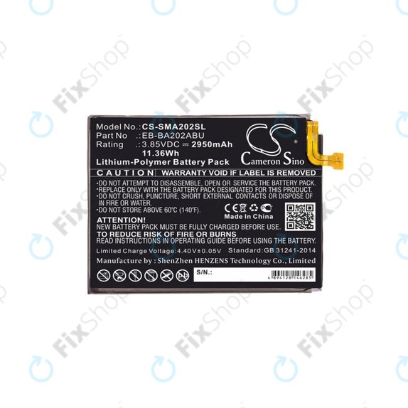 Baterija za  Samsung A10e, A20e A202F, 2950mAh, Li-Pol, 3.85 V, EB-BA202ABU, HQ