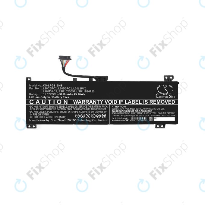 Baterija za Lenovo IdeaPad Gaming 3, 3750mAh, Li-Pol, 11.52V, L20C3PC2, HQ