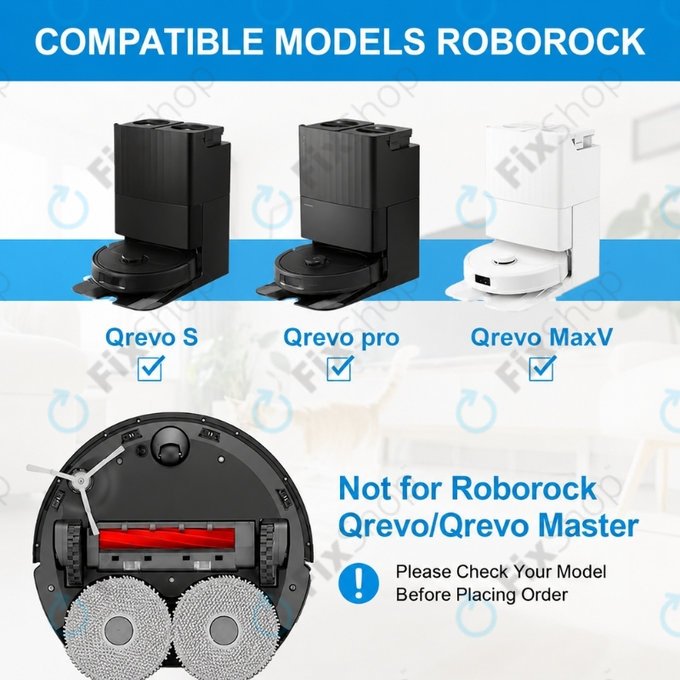 Set rezervnih dijelova za Roborock Qrevo MaxV, Pro, S (2x Glavna četka, 4x Filter, 4x Bočna četka)