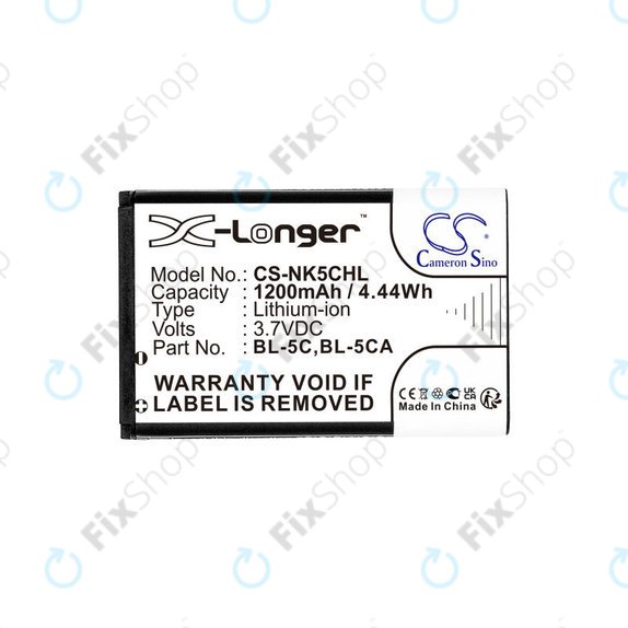 Baterija za Nokia 1208, 1110, 2310, 1200mAh, Li-ion, 3.7V, BL-5C, HQ