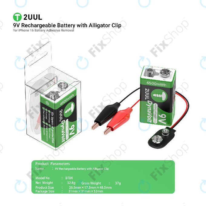 Krokodil štipaljka s 9V elektro-okidačem, 2UUL BT04