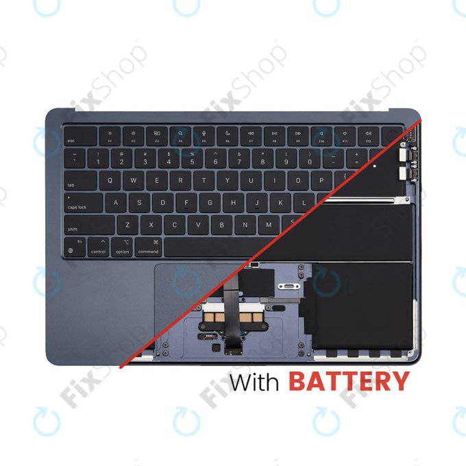 Gornji okvir tipkovnice za MacBook Air 13", A3113 (2024), s US tipkovnicom i baterijom, Midnight, 661-40230, Genuine Apple