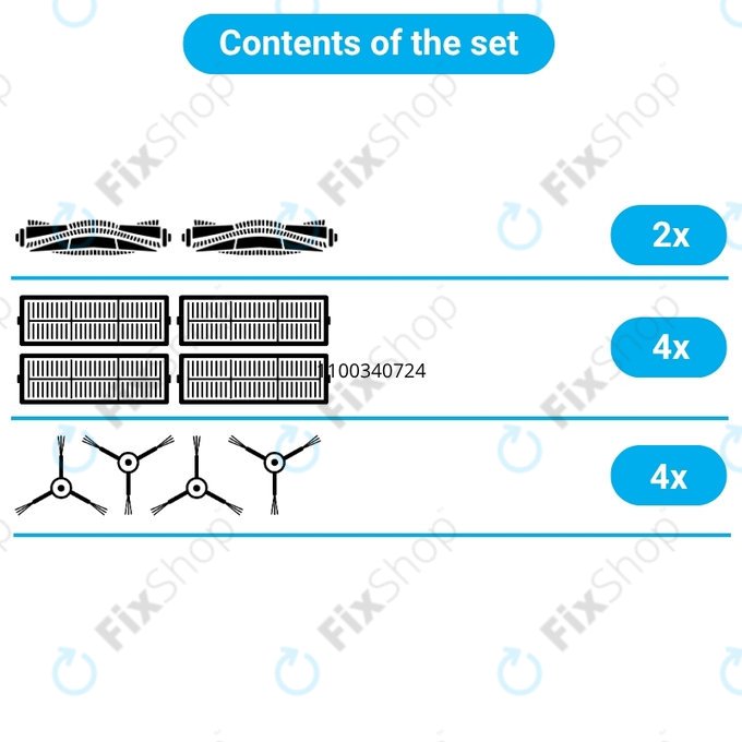 Set rezervnih dijelova za Roborock G20s Ultra, Saros 10R, 20 (2x Glavna četka, 4x Filter, 4x Bočna četka)