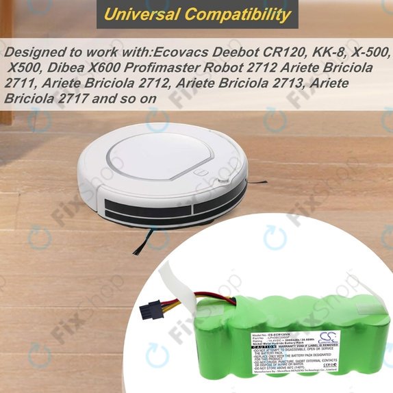 Ecovacs Deebot CR120, KK-8, X500 - Baterija LP43SC2000P Ni-MH 14.4V 2000mAh HQ