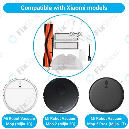 Xiaomi Mi Robot Vacuum Mop (Mijia 1C), 2 (Mijia 2C) 2 Pro+ (Mijia 1T) – Standardni set (Bijela)