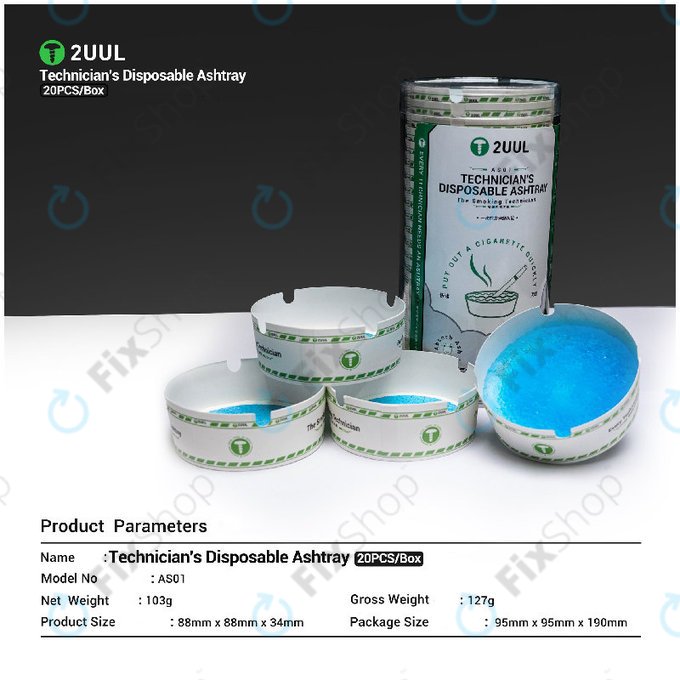 Jednokratna pepeljara za tehničare, 2UUL AS01, 20kom/kutija