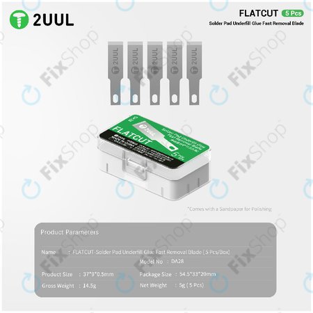 Oštrice za uklanjanje underfill ljepila, ravni rez, 2UUL DA28, 5kom/pak