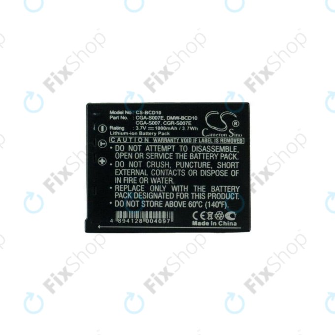 Panasonic Lumix DMC-TZ1, TZ2, TZ3, TZ4, TZ5, TZ11, TZ15, TZ50 - Baterija CGA-S007 / CGR-S007 Li-Ion 1000mAh HQ