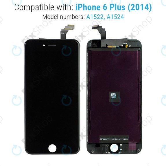 Apple iPhone 6 Plus - LCD Zaslon + Staklo na Dodir + Okvir (Crna) Refurbished