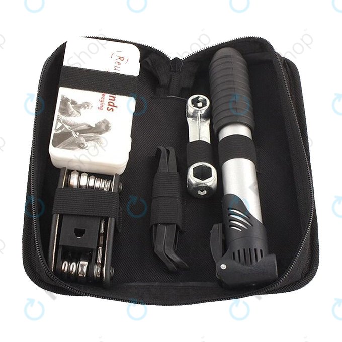 Višenamjenski alat - Zračna pumpa, komplet guma, francuski ključ, poluge i odvijač 16u1