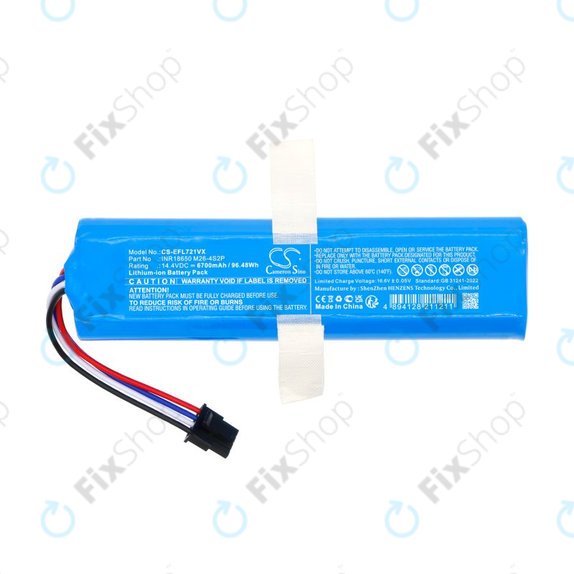 Baterija za 360 S6 Pro, S9, X90, X95, Eufy Robovac L70 Hybrid, 6700mAh, Li-Ion, 14.4V, INR18650M26-4S2P, HQ