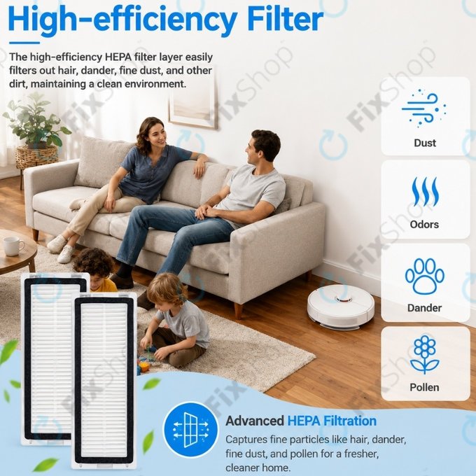 Set rezervnih dijelova za Xiaomi Dreame D9 Max Gen2, D10s, D10s Pro (1x Glavna četka, 2x Filter, 2x Bočna četka – crna, 2x Krpa za brisanje)
