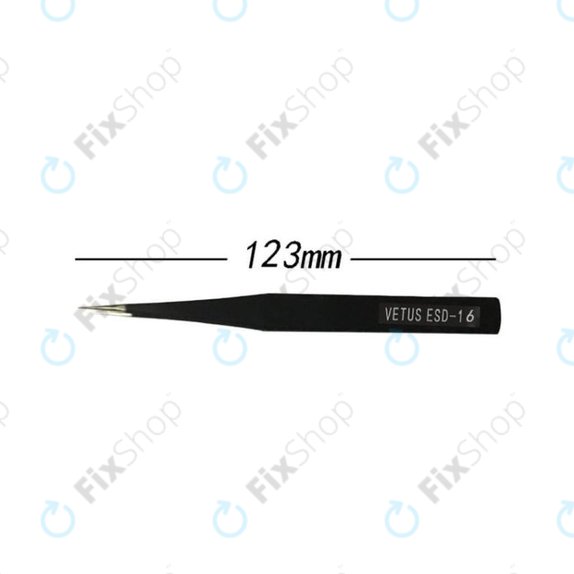 Vetus ESD-16 - Antistatička metalna pinceta s ravnim vrhom (128 mm)