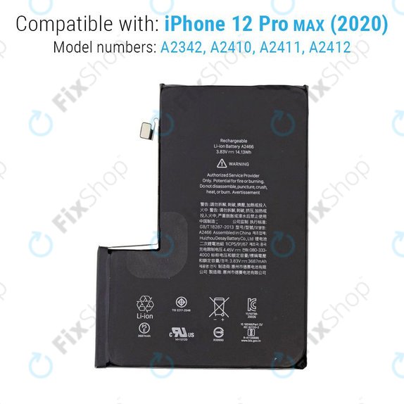Baterija za iPhone 12 Pro Max, 3687mAh, A2466, Service Pack