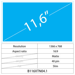 11.6 LCD Slim Matte 40 pin HD