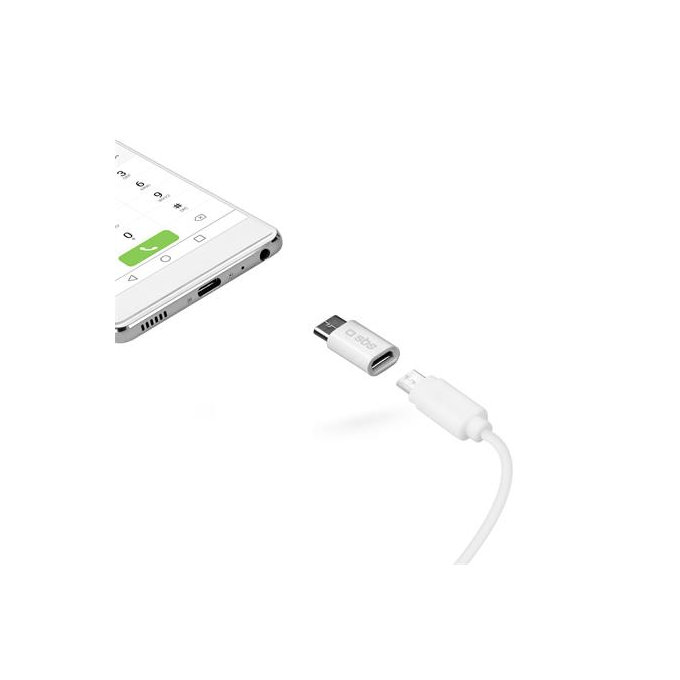 SBS - Adapter Micro-USB / USB-C, bijeli