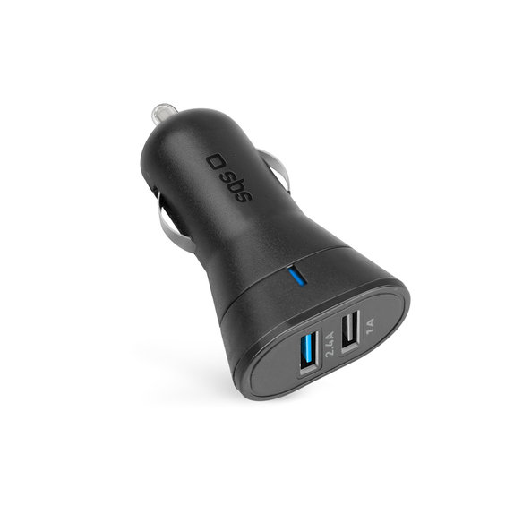 SBS - Auto punjač 2x USB, 2.4A, crni