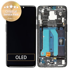 OnePlus 6 - LCD zaslon + zaslon osjetljiv na dodir + okvir (zrcalno crni) - 2011100029 Originalni servisni paket