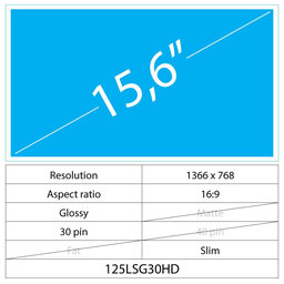 15.6 LCD Slim Glossy 30 pin Full HD Bez zagrada