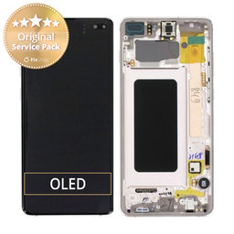 Samsung Galaxy S10 Plus G975F - LCD zaslon + zaslon osjetljiv na dodir + okvir (keramički bijeli) - GH82-18849J, GH82-18834J Originalni servisni paket