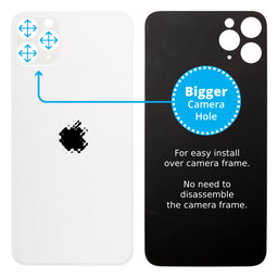 Apple iPhone 11 Pro Max - Stražnje staklo kućišta s većom rupom za kameru (srebrno)