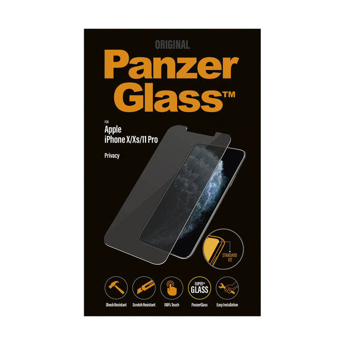 PanzerGlass - Tempered Glass Privacy Standard Fit za iPhone 11 Pro, Xs, X, prozirno