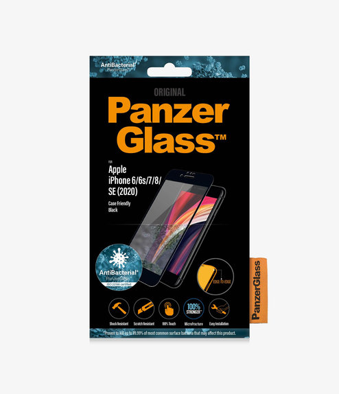 PanzerGlass - Tempered Glass Case Friendly AB za iPhone 6, 6s, 7, 8, SE 2020 & SE 2022, crna