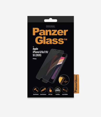 PanzerGlass - Tempered Glass Privacy Standard Fit za iPhone 6, 6s, 7, 8, SE 2020 in SE 2022, prozorno