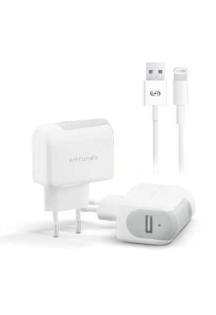 Fonex - USB polnilec + USB / Lightning kabel, 10 W, bel