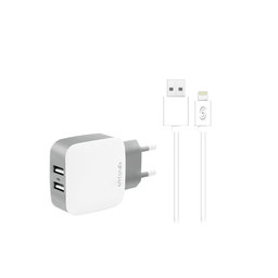 Fonex - Adapter za punjenje 2x USB + USB / Lightning kabel, 10W, bijeli