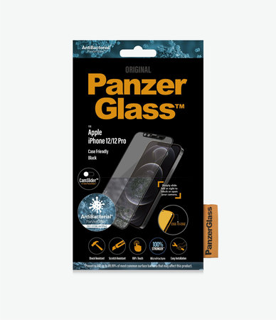 PanzerGlass - Tempered Glass Case Friendly CamSlider AB za iPhone 12 i 12 Pro, crna