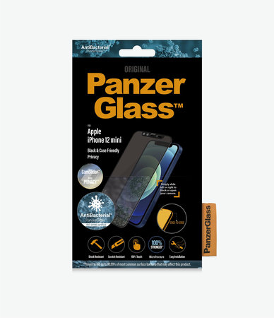 PanzerGlass - Tempered Glass Privacy Case Friendly CamSlider AB za iPhone 12 mini, crna