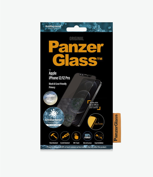 PanzerGlass - Tempered Glass Privacy Case Friendly CamSlider AB za iPhone 12 & 12 Pro, crna