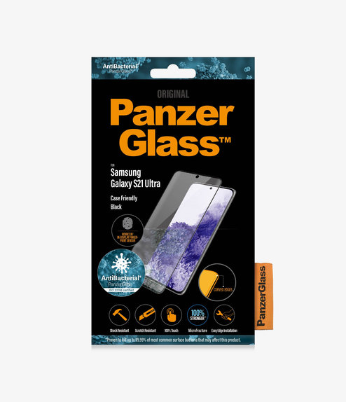 PanzerGlass - Tempered Glass Case Friendly AB za Samsung Galaxy S21 Ultra, kompenzacija otisaka prstiju, crna
