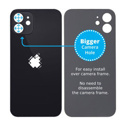 Apple iPhone 12 - Staklo stražnjeg kućišta s većom rupom za kameru (crno)
