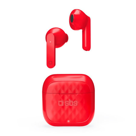 SBS - TWS Air Free brezžične slušalke s polnilnim ovitekjem 250 mAh, rdeče