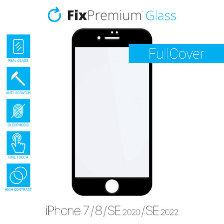 FixPremium FullCover Glass - Kaljeno staklo za iPhone 7, 8, SE 2020 & SE 2022